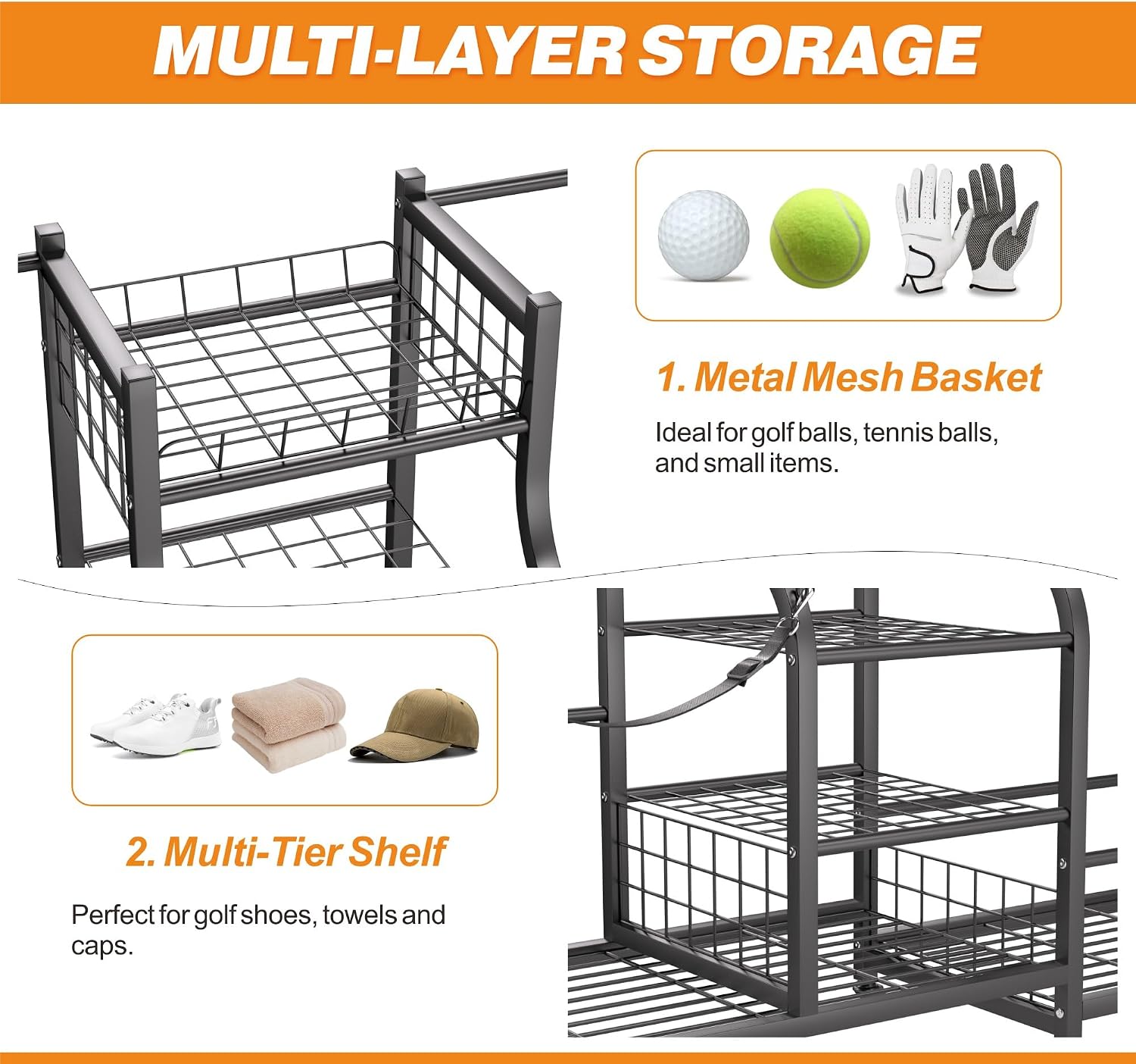 Organizer na torby golfowe, wy – Sports Equipment Organizer Rack recenzja i cena