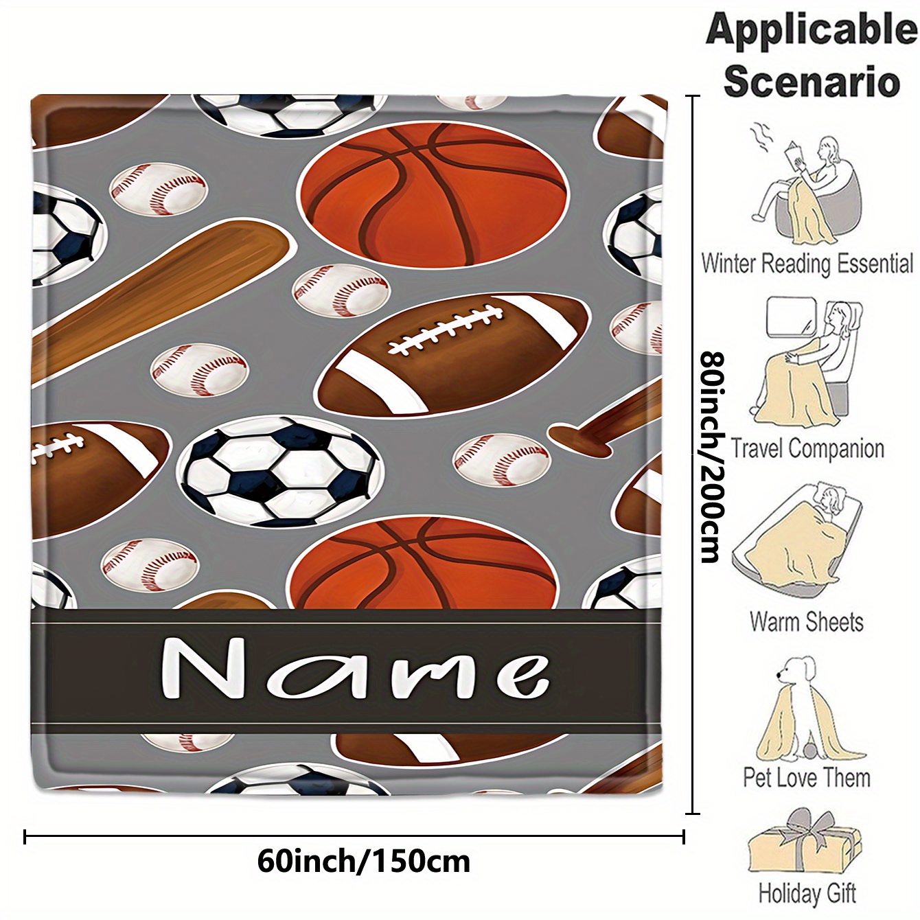 Koc z własnym imieniem, szary, – Sports Equipment With Names recenzja i cena